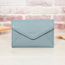 (灰藍)簡約信封式9卡1照牛皮中夾4141