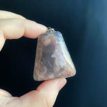 櫻花瑪瑙 S925銀鑲 灰冰粉小碎花 項鍊 閨密 天然石 禮物