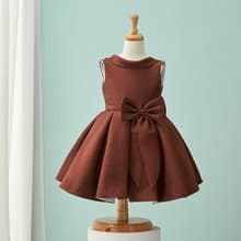HAO.HAO kids 一字領露背公主裙-咖啡色