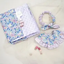 彌月禮盒 女寶滿月禮 紫碎花兒系列 荳荳毯 贈送禮盒包裝設計提袋