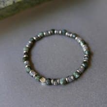 天然石手鍊/綠龍晶/黑閃光石