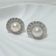 天然淡水珍珠 純銀耳釘 古典主義 重工 耳環 耳飾