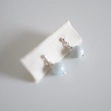 月白海藍寳純銀耳環　可改耳夾