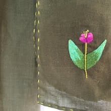 棉麻圍巾 深橄欖綠