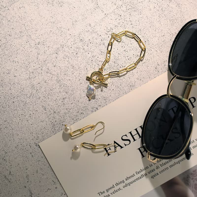 霸氣鏈條巴洛克珍珠OT扣手鍊