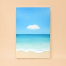 平靜海與雲-掛畫/裝飾畫/療癒畫作/畫/海/雲/天空/藍天/海邊/沙灘