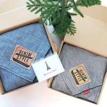 牛仔風毛巾禮盒|今治浴巾.手帕二入組|附祝福小卡|父親節禮盒