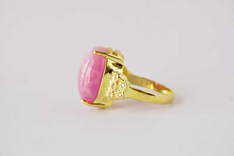 Natural Ruby 36.25 Cts Ring Sterling Silver 925 With Gold Plated 9 US.