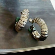 vintage jewelry  時尚銀色皺褶環圈 夾式耳環