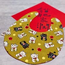 新年款 招財貓 貓咪口水肩