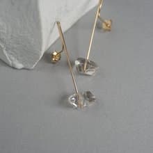 獨家設計 赫基蒙石 Herkimer Diamond耳環  注金耳環 14Kgf