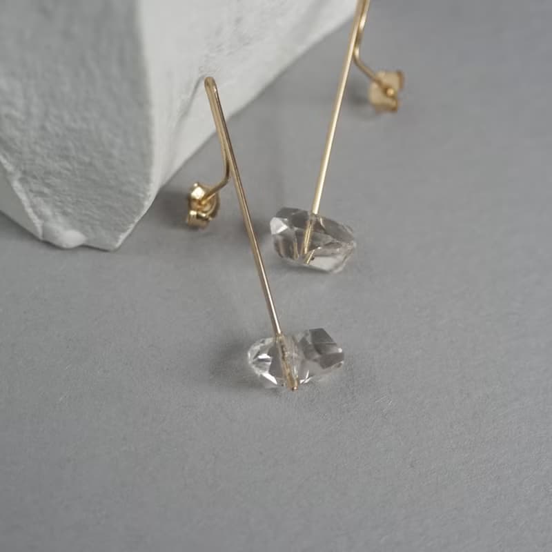 獨家設計 赫基蒙石 Herkimer Diamond耳環  注金耳環 14Kgf