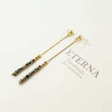 ダルメシアンジャスパーのロングイヤリング、ピアス　達爾馬石