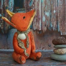 Handmade Teddy Autumn Sly Fox created with orange vintage plush