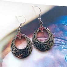Vintage Jewelry 景泰藍 凱爾特繩結 環圈款 黑底 耳勾 針式耳環