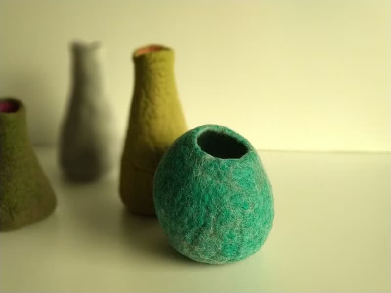 羊毛氈湖水綠手工花瓶