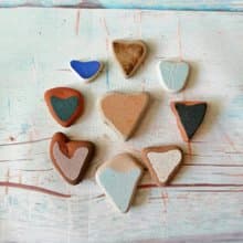 Sea pottery Heart 破碎的陶器 Colorful Ceramic Mosaic tiles/Broken Porcelain 老瓷器
