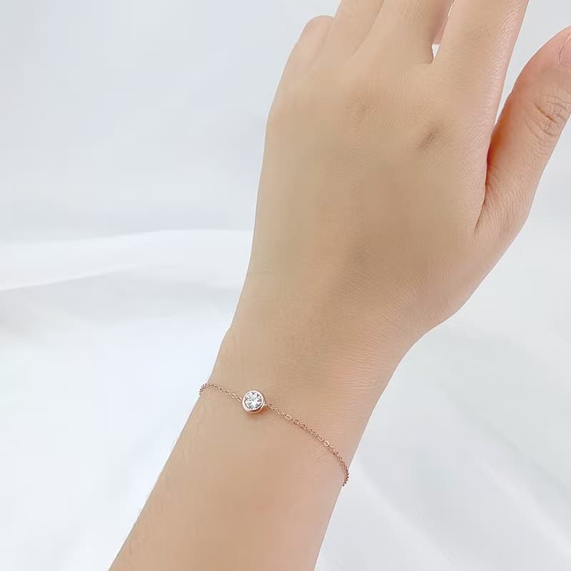 簡愛單鑽莫桑石純銀手鍊(兩色可選)