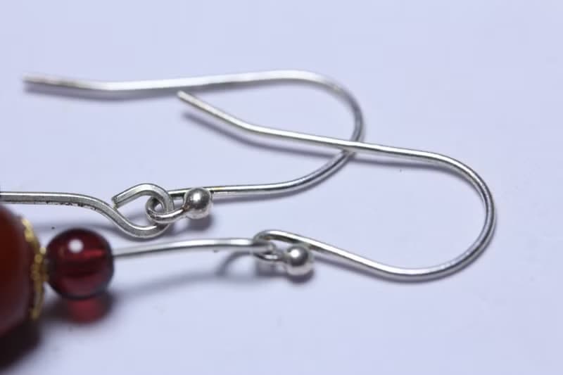 紅瑪瑙 S925純銀  耳墜  中國風  有氣質扇子  耳環長款