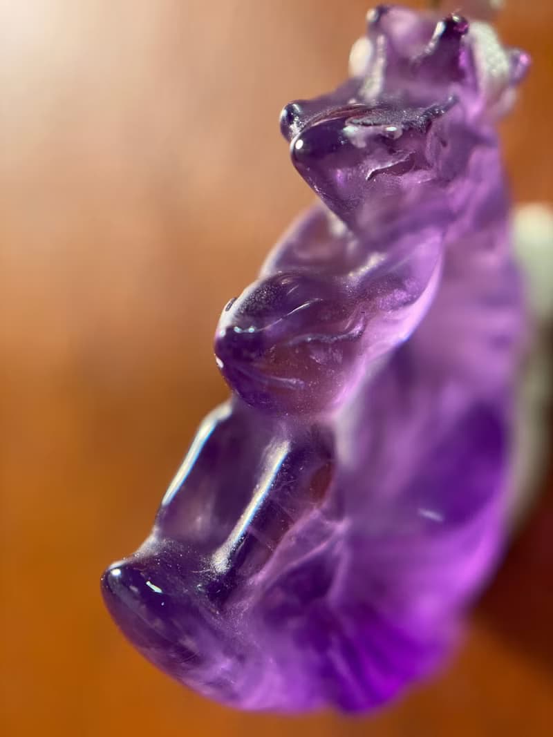 紫水晶月亮九尾狐中國結項鍊吊墜