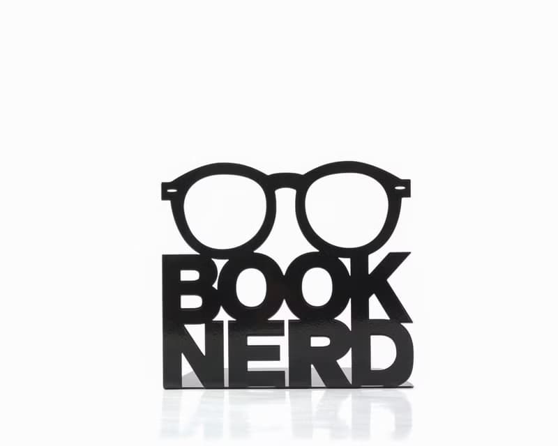 A metal bookend Nerd // Telling shelf decor for reading home // FREE SHIPPING //
