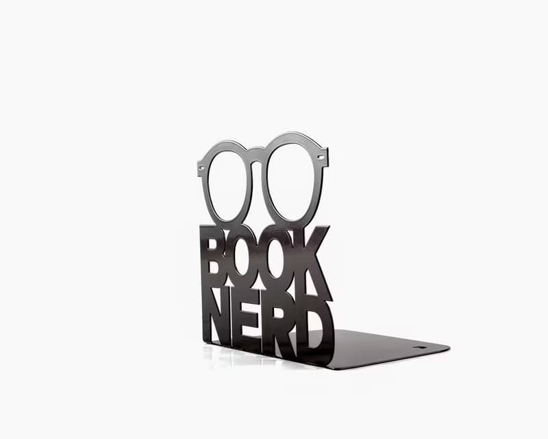 A metal bookend Nerd // Telling shelf decor for reading home // FREE SHIPPING //
