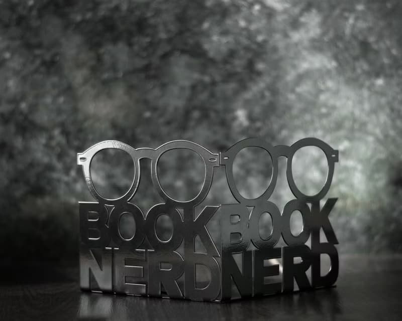 A metal bookend Nerd // Telling shelf decor for reading home // FREE SHIPPING //