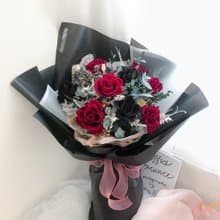 經典紅玫瑰9朵永生玫瑰花束 黑玫瑰永生花束 紅黑玫瑰花永生花
