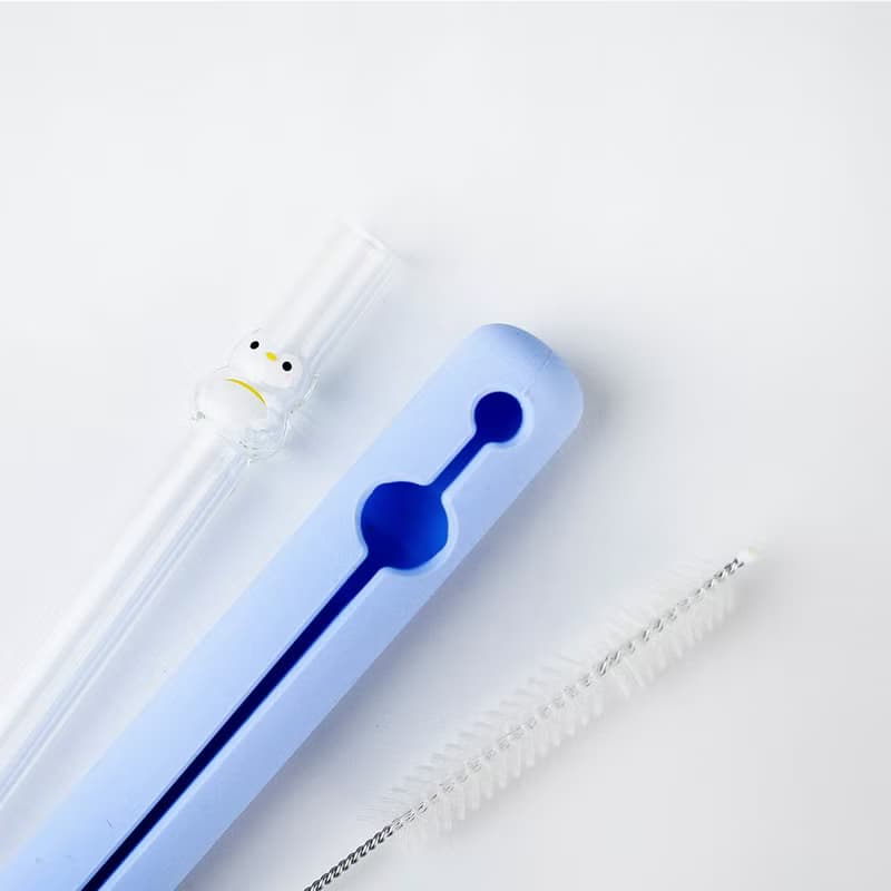 企鵝造型玻璃吸管組