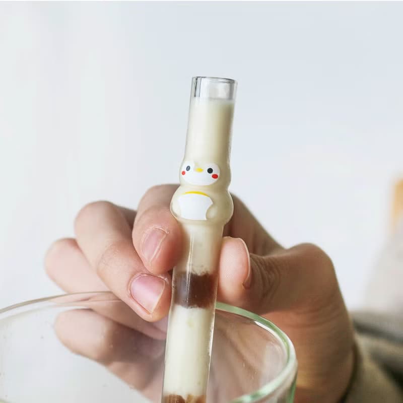 企鵝造型玻璃吸管組