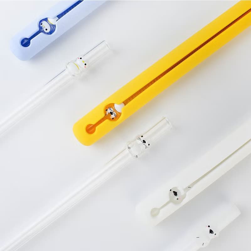 企鵝造型玻璃吸管組