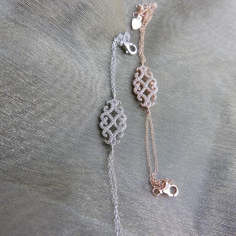 【Lalune】||柔和調|| 晶鑽925純銀 雲紋細手鍊 鍍玫瑰金