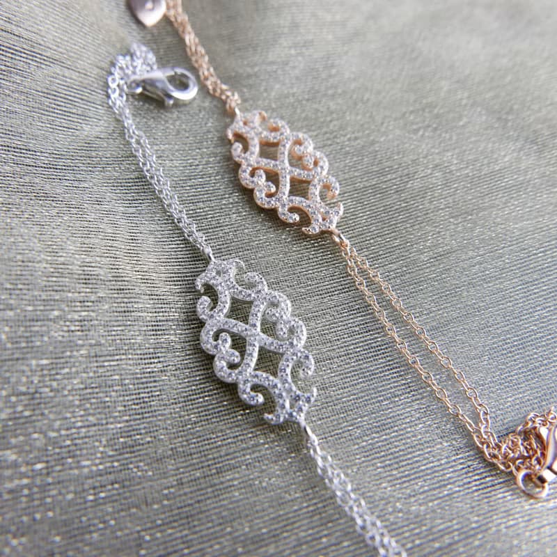 【Lalune】||柔和調|| 晶鑽925純銀 雲紋細手鍊 鍍玫瑰金