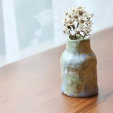 【喬遷禮物】瓷土手捏小瓶鈷綠釉防水花器藝術家手捏陶擺飾收藏