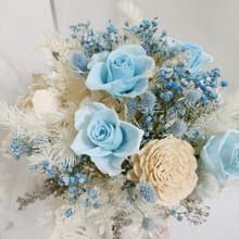 情人節禮物花束冰雪藍白永生玫瑰捧花  結婚求婚告白捧花外拍週年