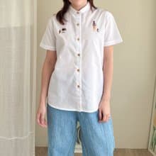 刺绣衬衫 (Embroidery Shirt) : 白色 (White color) : 与猫同行