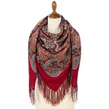 Pavlovo Posad Russian Shawl 100% Wool Scarf 125x125 cm Wrap Silk Fringe 1928-5