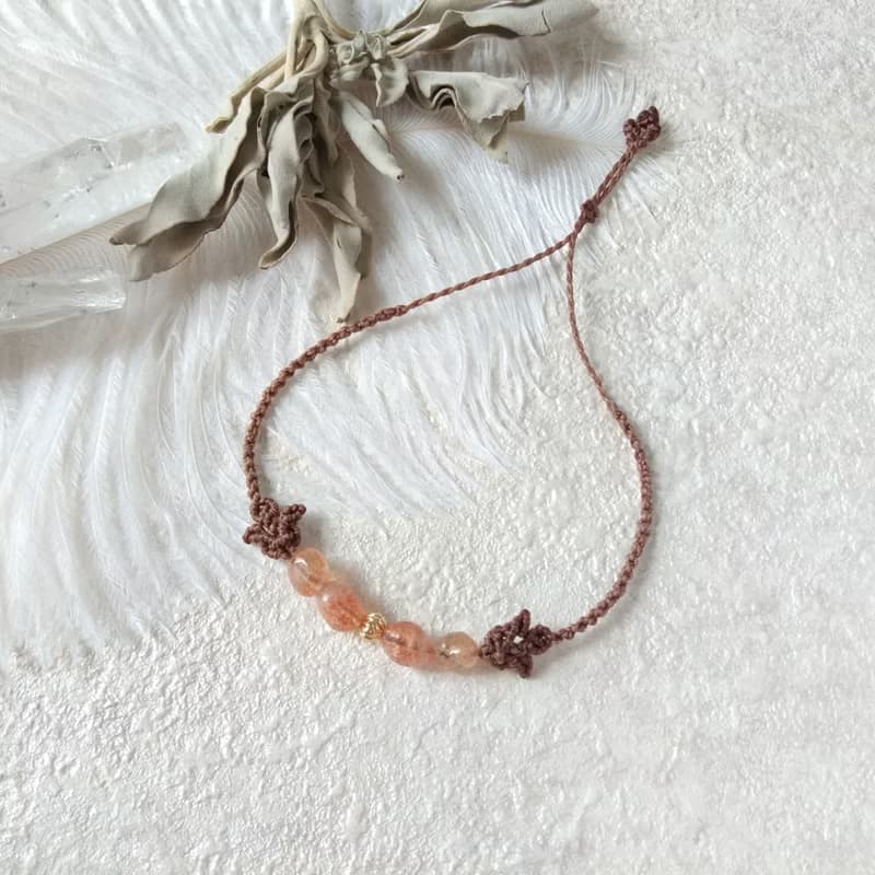 太陽之焰。太陽石。南美巴西蠟線編織手鍊