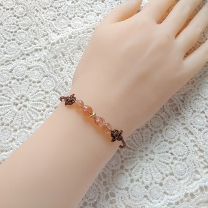 太陽之焰。太陽石。南美巴西蠟線編織手鍊