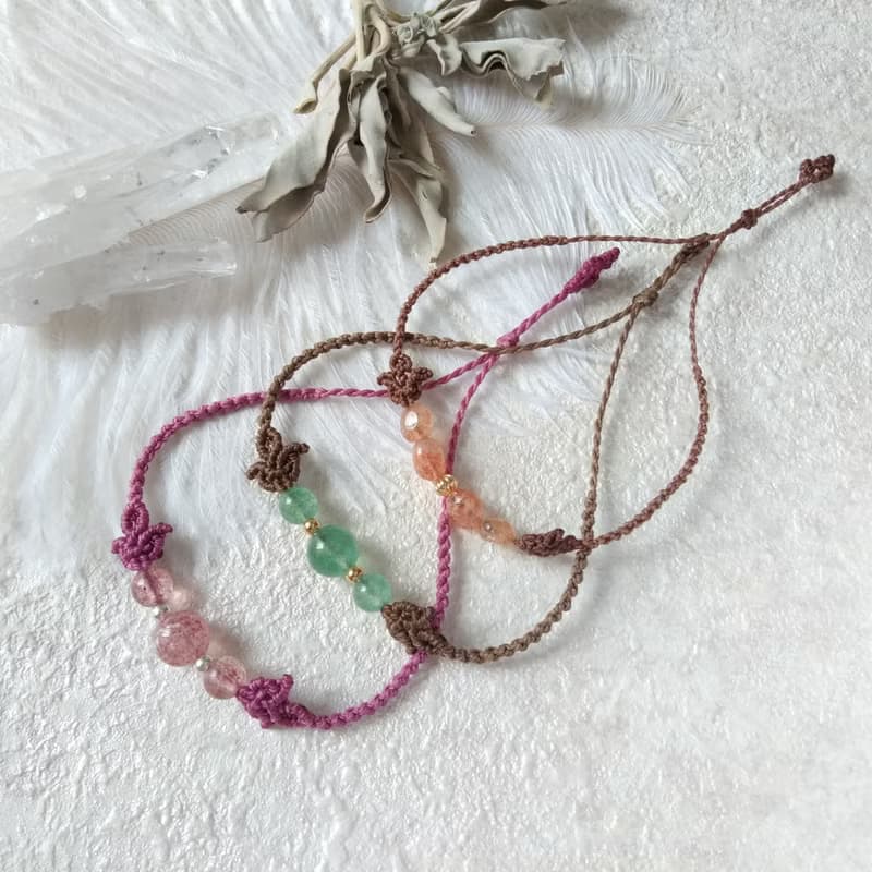 太陽之焰。太陽石。南美巴西蠟線編織手鍊