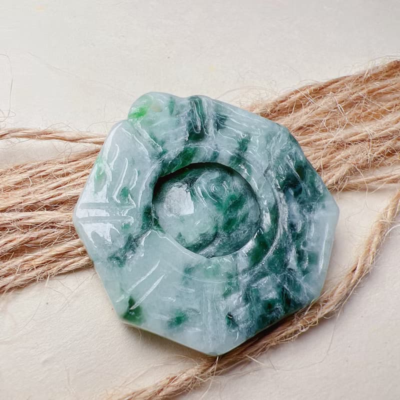 【擋煞‧避邪】飄花翡翠八卦項鍊 | 天然緬甸玉A貨翡翠 | 送禮