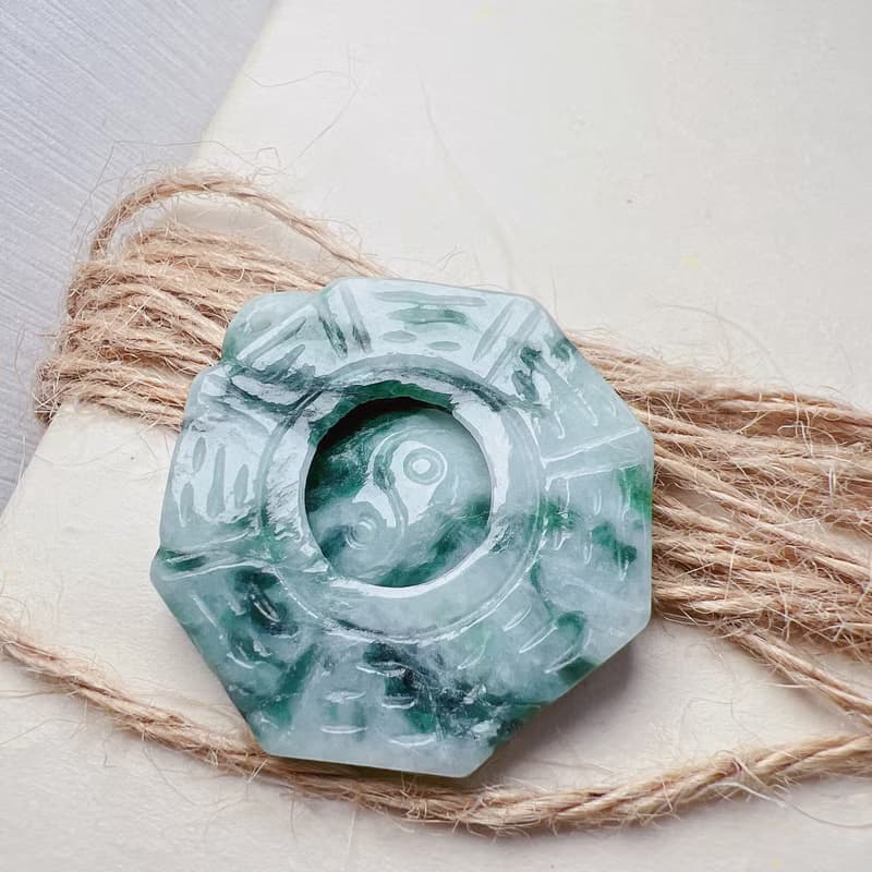 【擋煞‧避邪】飄花翡翠八卦項鍊 | 天然緬甸玉A貨翡翠 | 送禮
