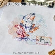 Watercolor Feather Bouquet PDF cross stitch pattern