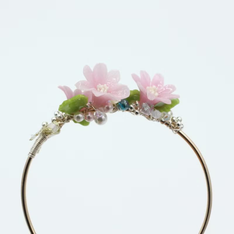 Pamycarie夏日樹脂黏土花束925銀線鍍14K金銅手鐲