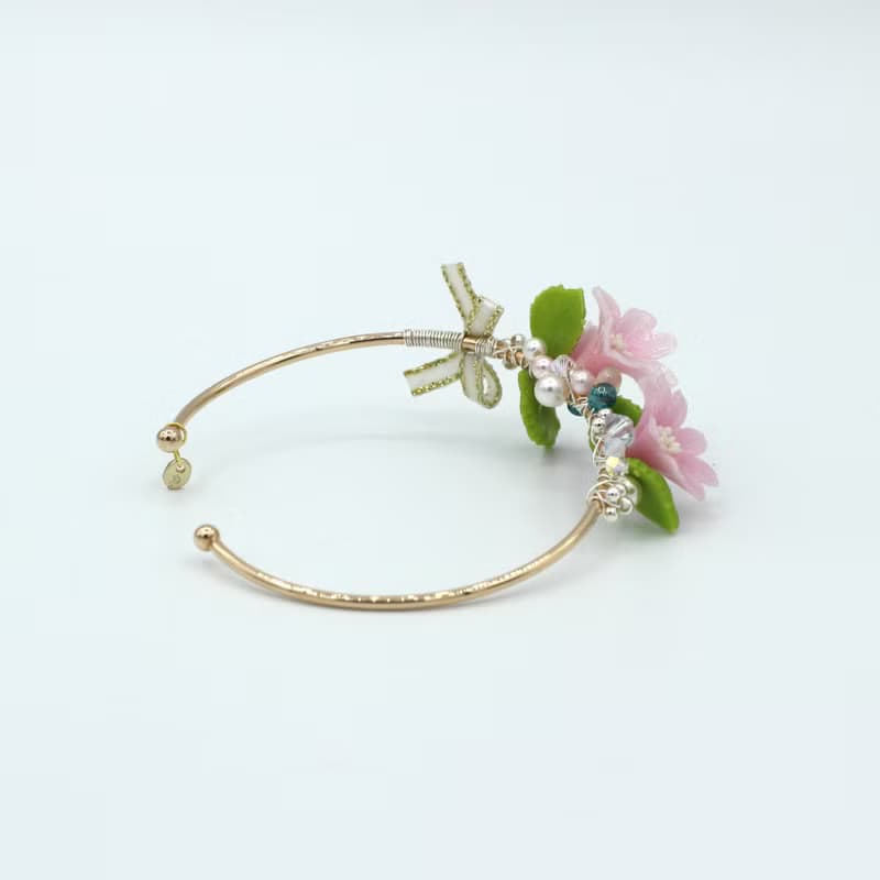 Pamycarie夏日樹脂黏土花束925銀線鍍14K金銅手鐲