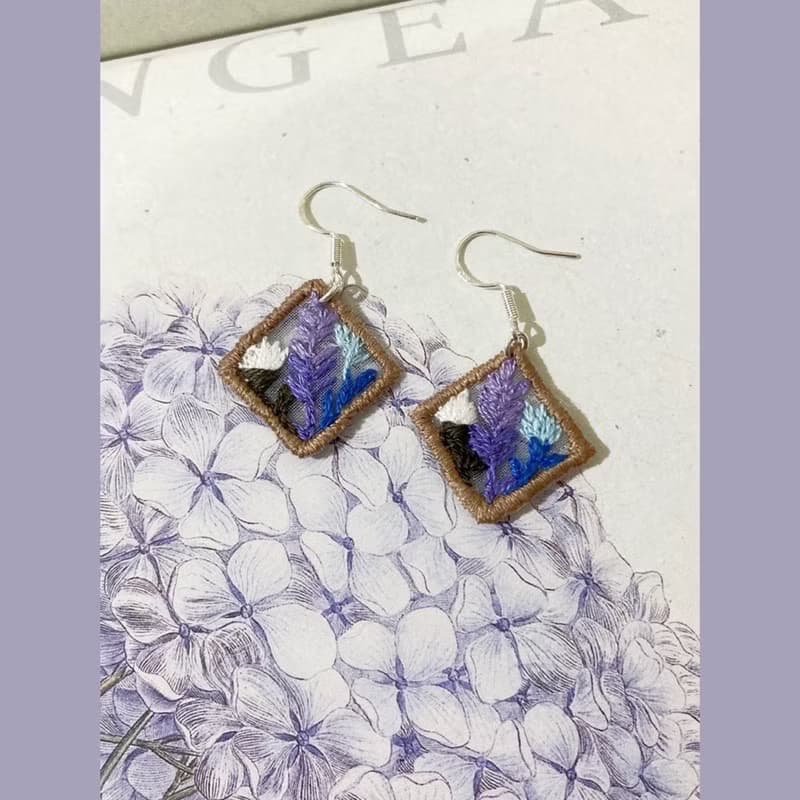 紫羅蘭 雛菊 手工鉤織刺繡耳環