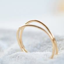 14K包金雙層交叉戒指 簡約款  女生禮物 14K 包金 注金 可水洗