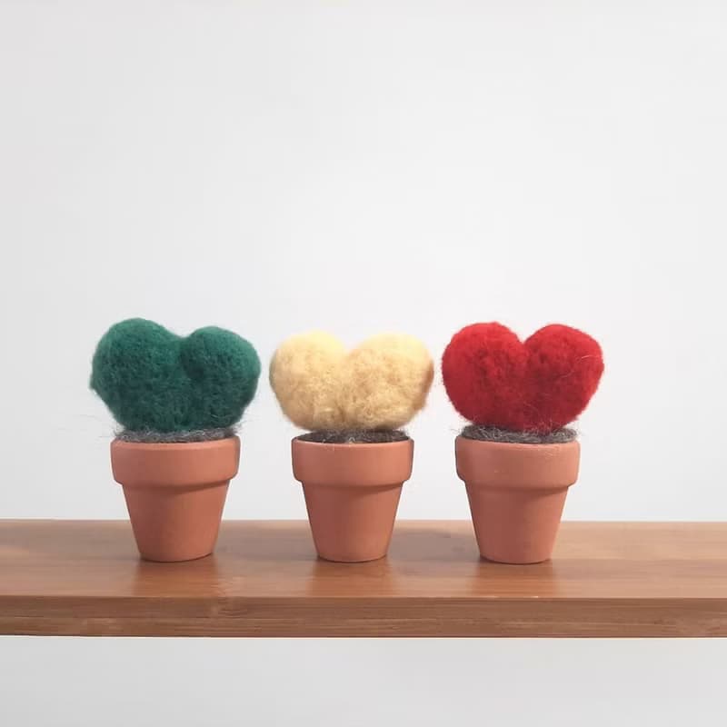 |羊毛氈材料包| 愛心盆栽 | 附教學影片 001