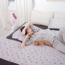 (單人)UMORFIL膠原蛋白小鹿剪花寢具組-條紋竹炭黑∣三件組
