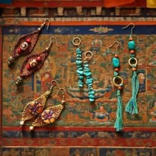 【古典松石天珠】新中式復古藏風 925純銀耳飾